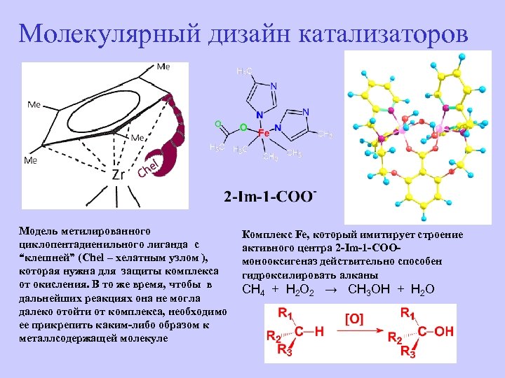 Молекулярный дизайн катализаторов Модель метилированного циклопентадиенильного лиганда с “клешней” (Chel – хелатным узлом ),