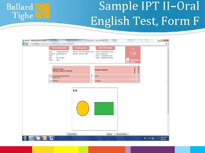 Sample IPT II–Oral English Test, Form F 