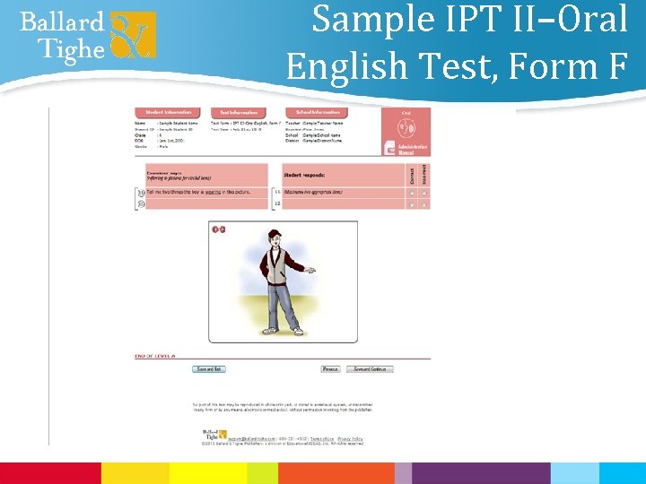 Sample IPT II–Oral English Test, Form F 