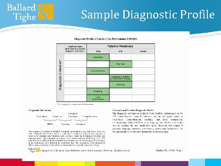 Sample Diagnostic Profile 