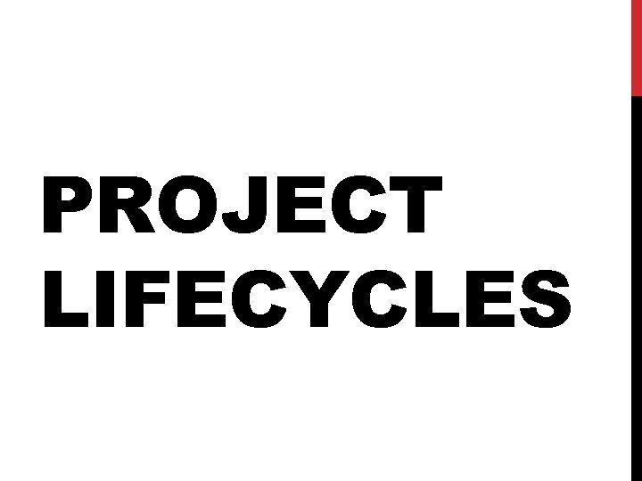PROJECT LIFECYCLES 