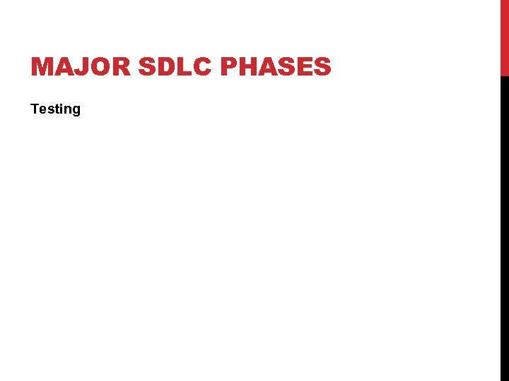 MAJOR SDLC PHASES Testing 