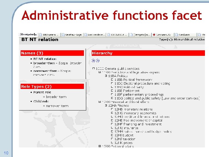 Administrative functions facet 10 