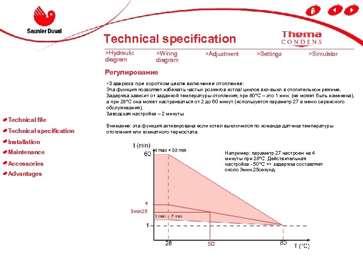 Technical specification >Hydraulic diagram >Wiring diagram >Adjustment >Settings >Simulator - Регулирование Technical file Technical