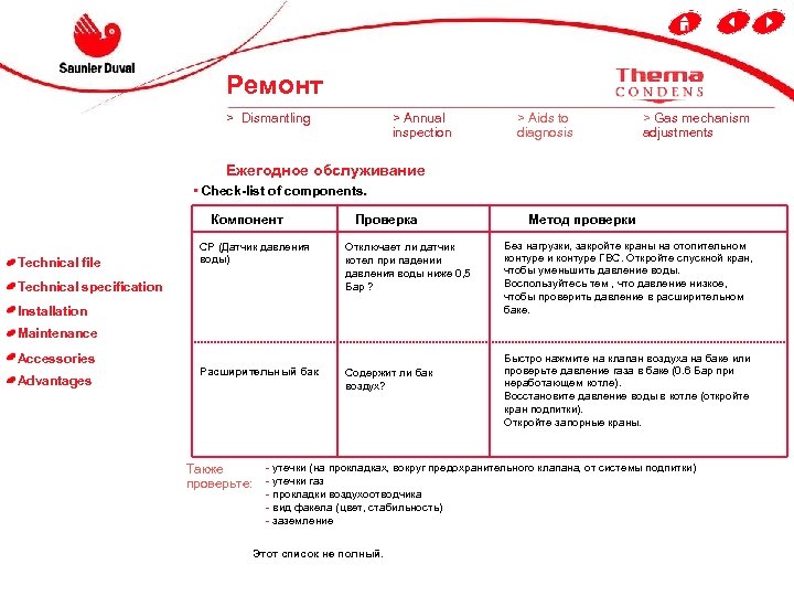 Ремонт > Dismantling > Annual inspection > Aids to diagnosis > Gas mechanism adjustments
