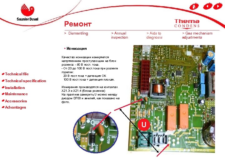 Ремонт > Dismantling > Annual inspection > Aids to diagnosis • Ионизация Technical file