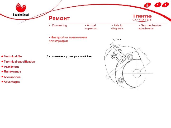 Ремонт > Dismantling > Annual inspection • Настройка положения электродов Technical file Technical specification