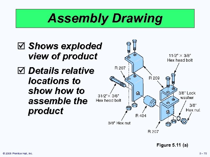 Assembly Drawing þ Shows exploded view of product þ Details relative locations to show