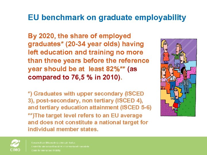 EU benchmark on graduate employability By 2020, the share of employed graduates* (20 -34
