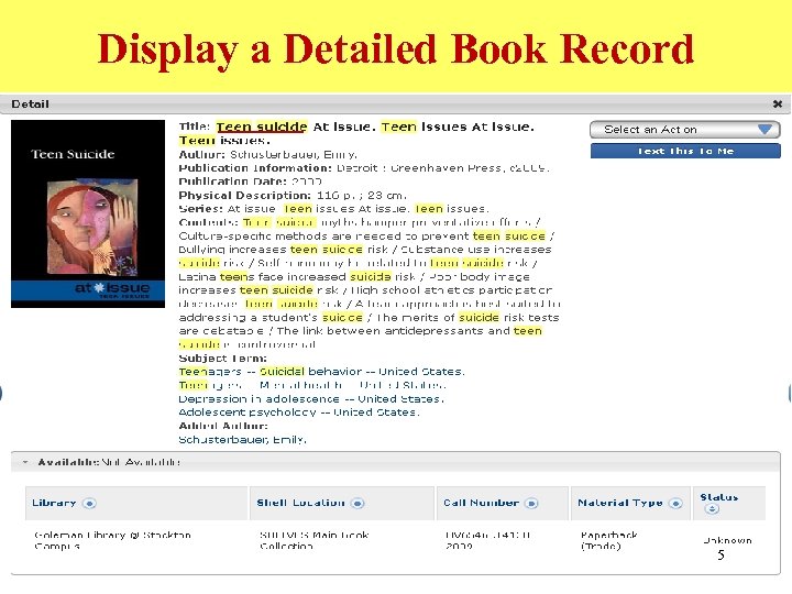 Display a Detailed Book Record 5 