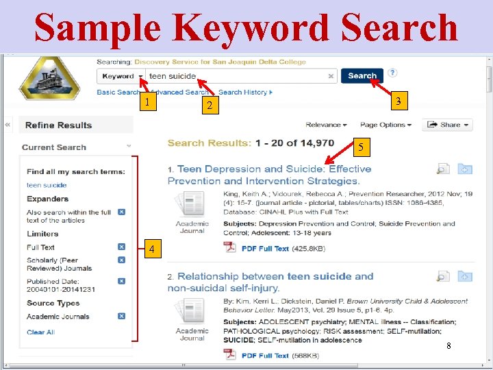Sample Keyword Search 1 3 2 5 4 8 