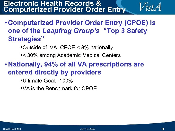 Electronic Health Records & Computerized Provider Order Entry • Computerized Provider Order Entry (CPOE)