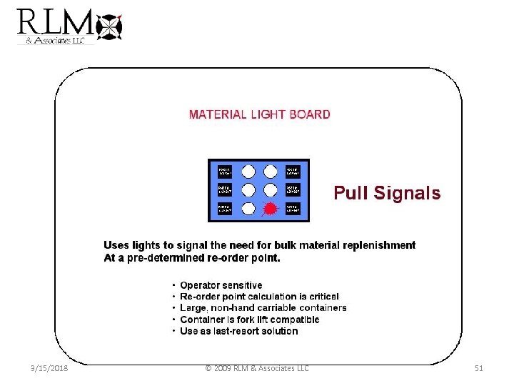 3/15/2018 © 2009 RLM & Associates LLC 51 