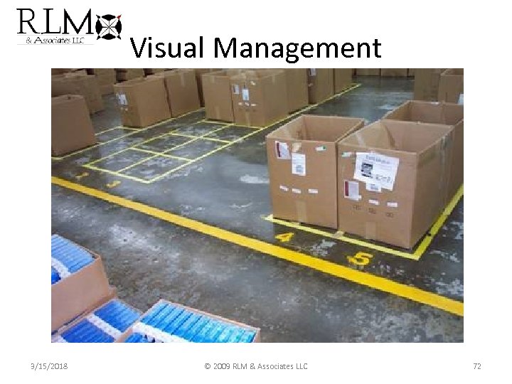 Visual Management 3/15/2018 © 2009 RLM & Associates LLC 72 