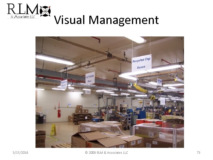 Visual Management 3/15/2018 © 2009 RLM & Associates LLC 73 