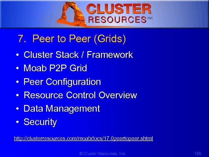 1 7. Peer to Peer (Grids) • • • Cluster Stack / Framework Moab