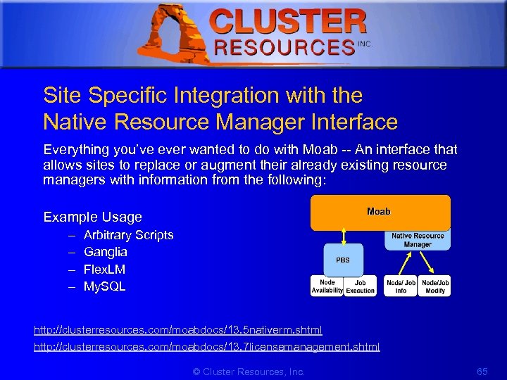 1 Site Specific Integration with the Native Resource Manager Interface Everything you’ve ever wanted