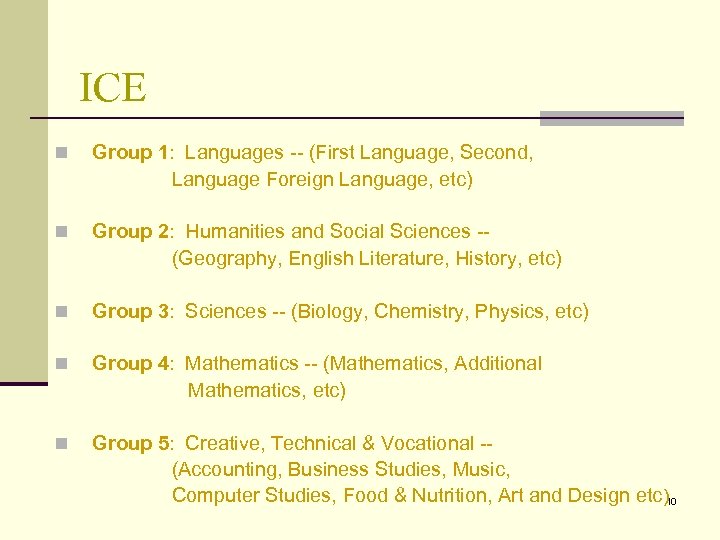 ICE Group 1: Languages -- (First Language, Second, Language Foreign Language, etc) n Group