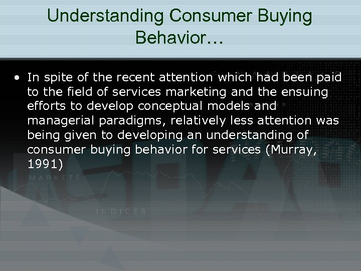 Understanding Consumer Buying Behavior… • In spite of the recent attention which had been