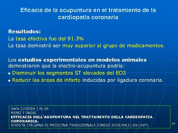 Eficacia de la acupuntura en el tratamiento de la cardiopatía coronaria Resultados: La tasa