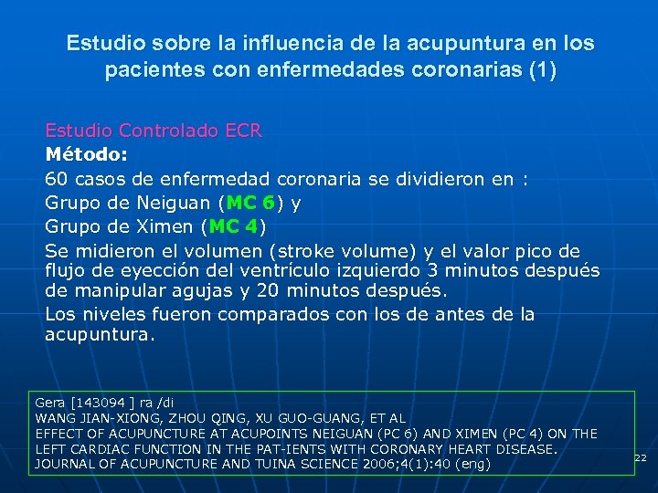 Estudio sobre la influencia de la acupuntura en los pacientes con enfermedades coronarias (1)