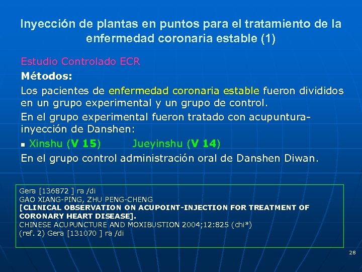 Inyección de plantas en puntos para el tratamiento de la enfermedad coronaria estable (1)