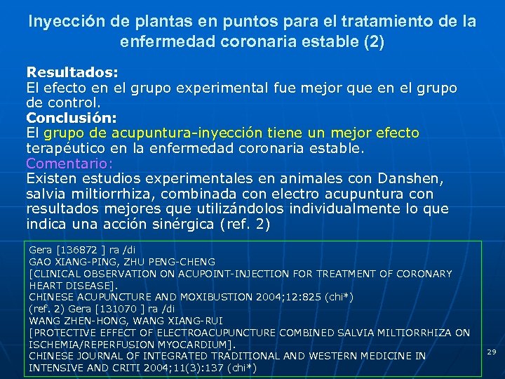 Inyección de plantas en puntos para el tratamiento de la enfermedad coronaria estable (2)