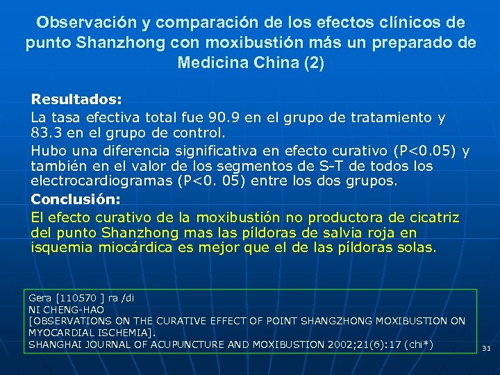 Observación y comparación de los efectos clínicos de punto Shanzhong con moxibustión más un