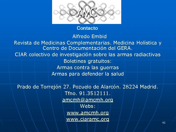 Contacto Alfredo Embid Revista de Medicinas Complementarias. Medicina Holística y Centro de Documentación del