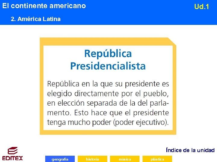 El continente americano Ud. 1 2. América Latina Índice de la unidad geografía historia