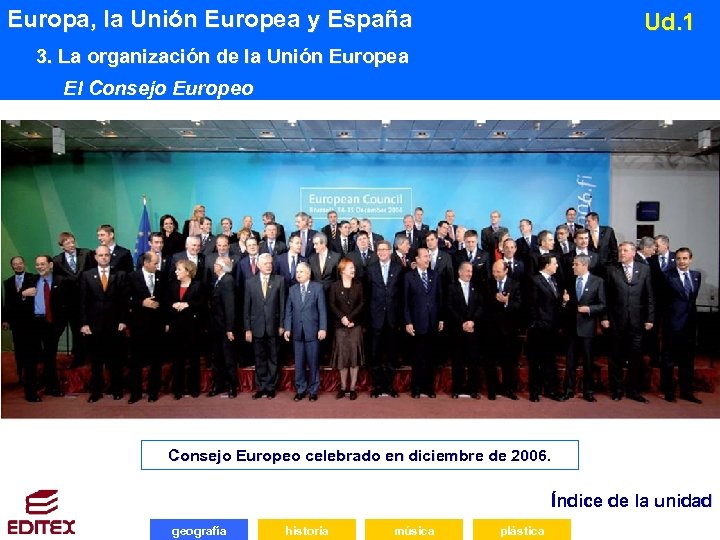 Europa, la Unión Europea y España Ud. 1 3. La organización de la Unión