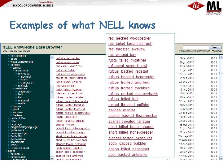 Examples of what NELL knows 