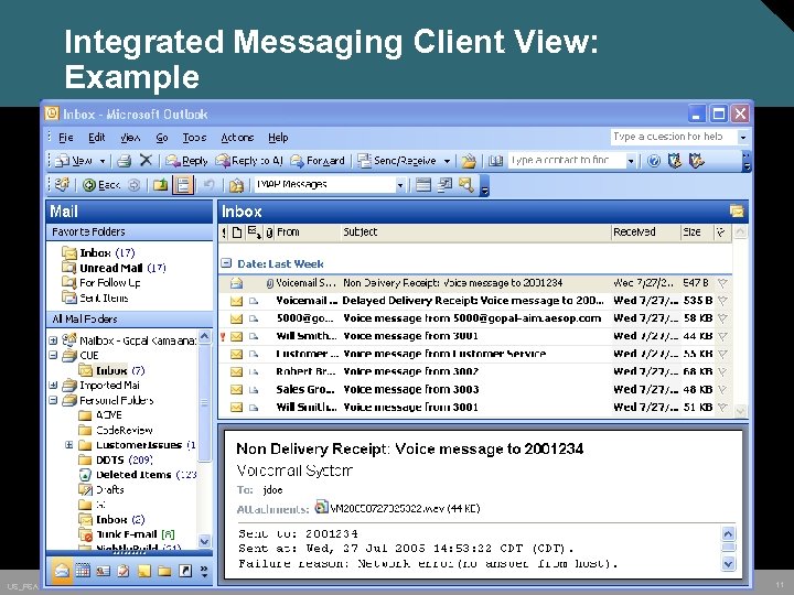 Integrated Messaging Client View: Example US_PSA 12 © 2005 Cisco Systems, Inc. All rights