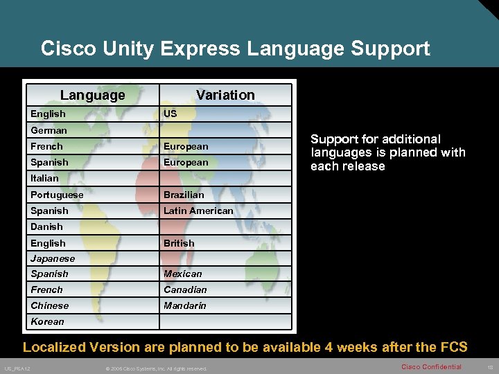 Cisco Unity Express Language Support Language English Variation US German French European Spanish European