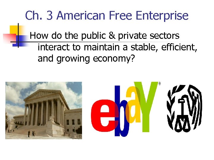 Ch. 3 American Free Enterprise How do the public & private sectors interact to