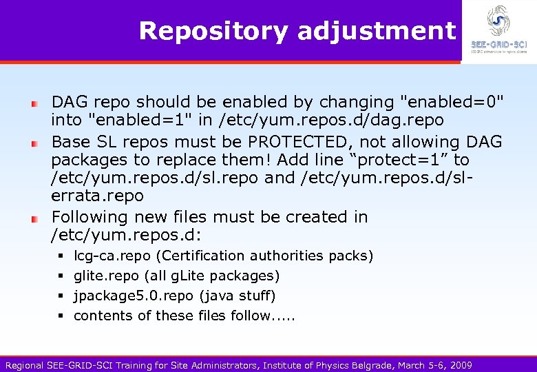Repository adjustment DAG repo should be enabled by changing 