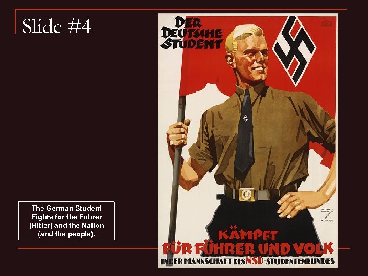 Slide #4 The German Student Fights for the Fuhrer (Hitler) and the Nation (and