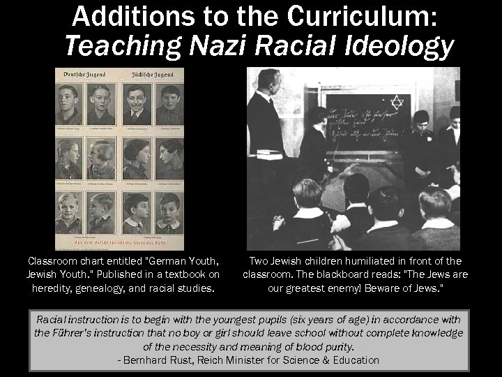 Additions to the Curriculum: Teaching Nazi Racial Ideology Classroom chart entitled 