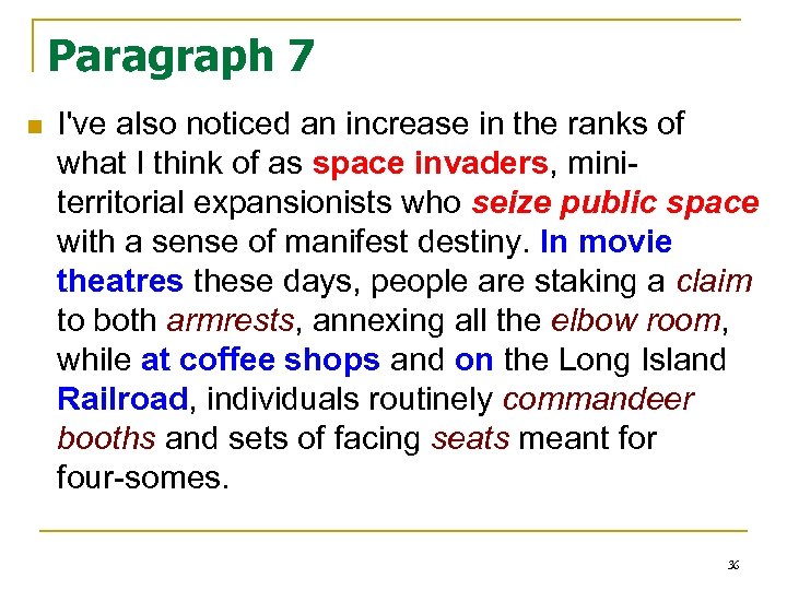 Paragraph 7 n I've also noticed an increase in the ranks of what I