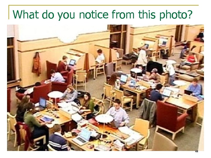 What do you notice from this photo? 44 