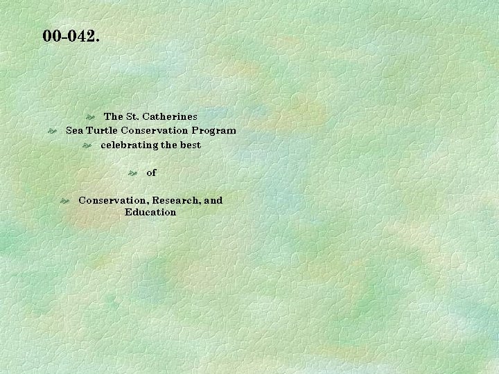 00 -042. The St. Catherines Sea Turtle Conservation Program celebrating the best of Conservation,