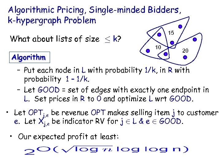 Algorithmic Pricing, Single-minded Bidders, k-hypergraph Problem 15 What about lists of size · k?