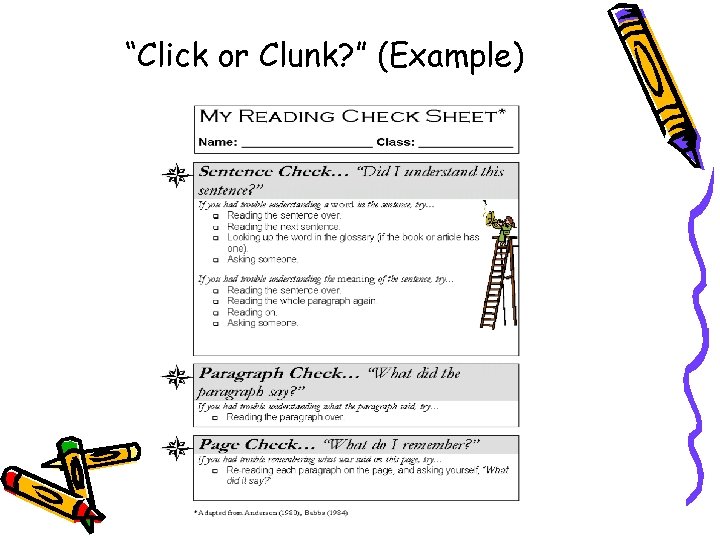 “Click or Clunk? ” (Example) 