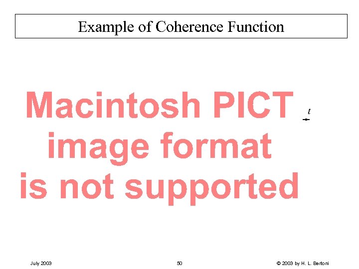 Example of Coherence Function P(t) d. B t July 2003 50 © 2003 by