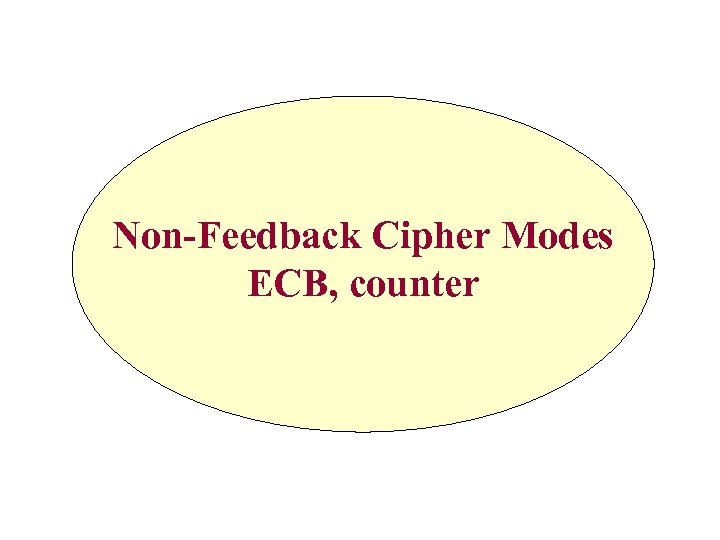 Non-Feedback Cipher Modes ECB, counter 