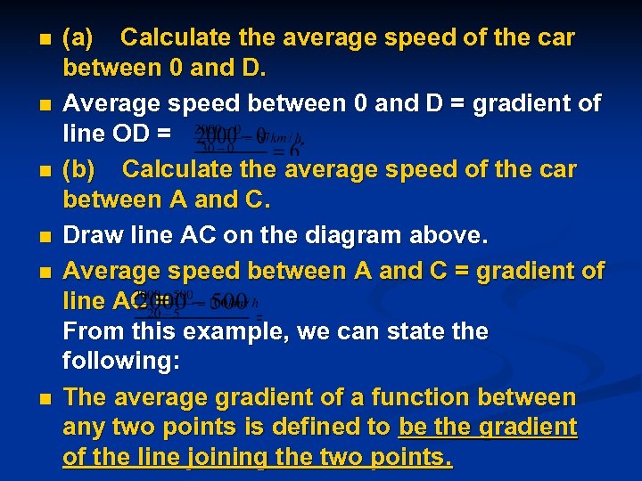 n n n (a) Calculate the average speed of the car between 0 and