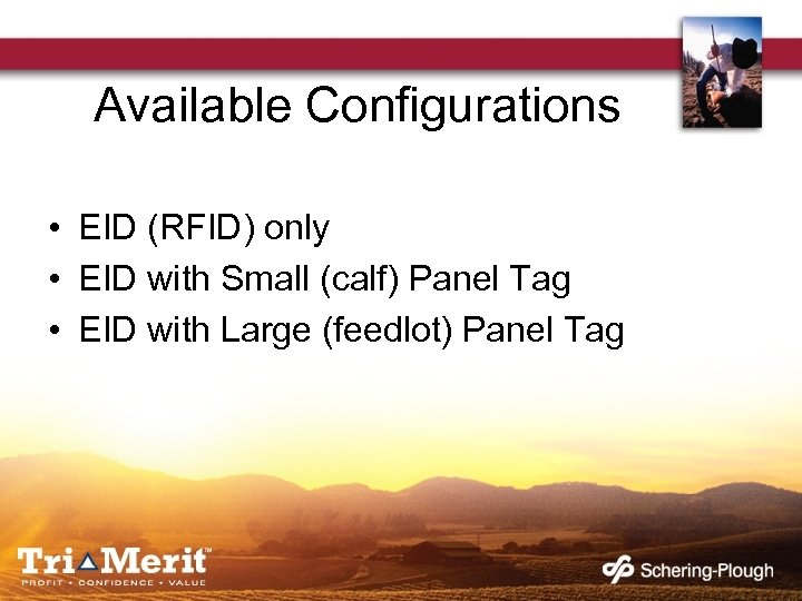 Available Configurations • EID (RFID) only • EID with Small (calf) Panel Tag •