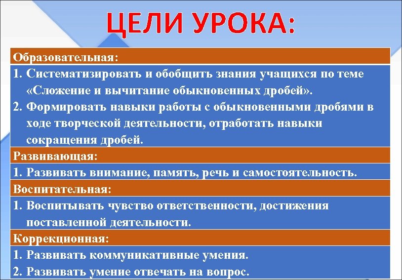 ЦЕЛИ УРОКА: Образовательная: 1. Систематизировать и обобщить знания учащихся по теме «Сложение и вычитание