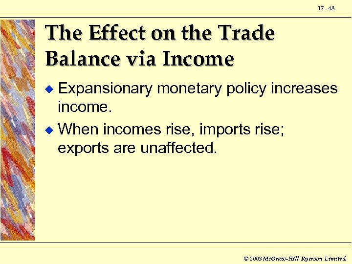17 - 48 The Effect on the Trade Balance via Income Expansionary monetary policy