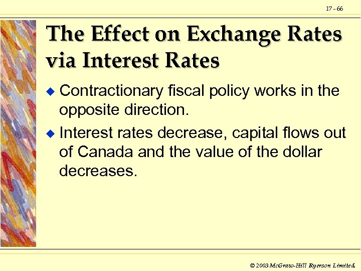 17 - 66 The Effect on Exchange Rates via Interest Rates Contractionary fiscal policy